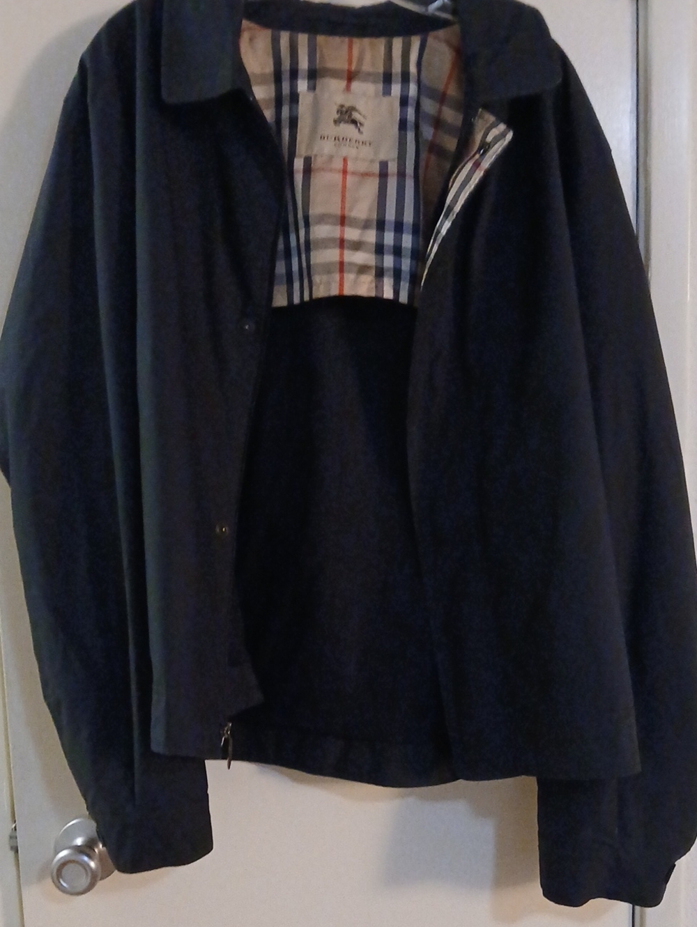 Burberry Men’s Black Bomber Jacket with Signature Check Lining